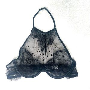 Prelude Bra High Neck Bralette Lace Black Size 32B